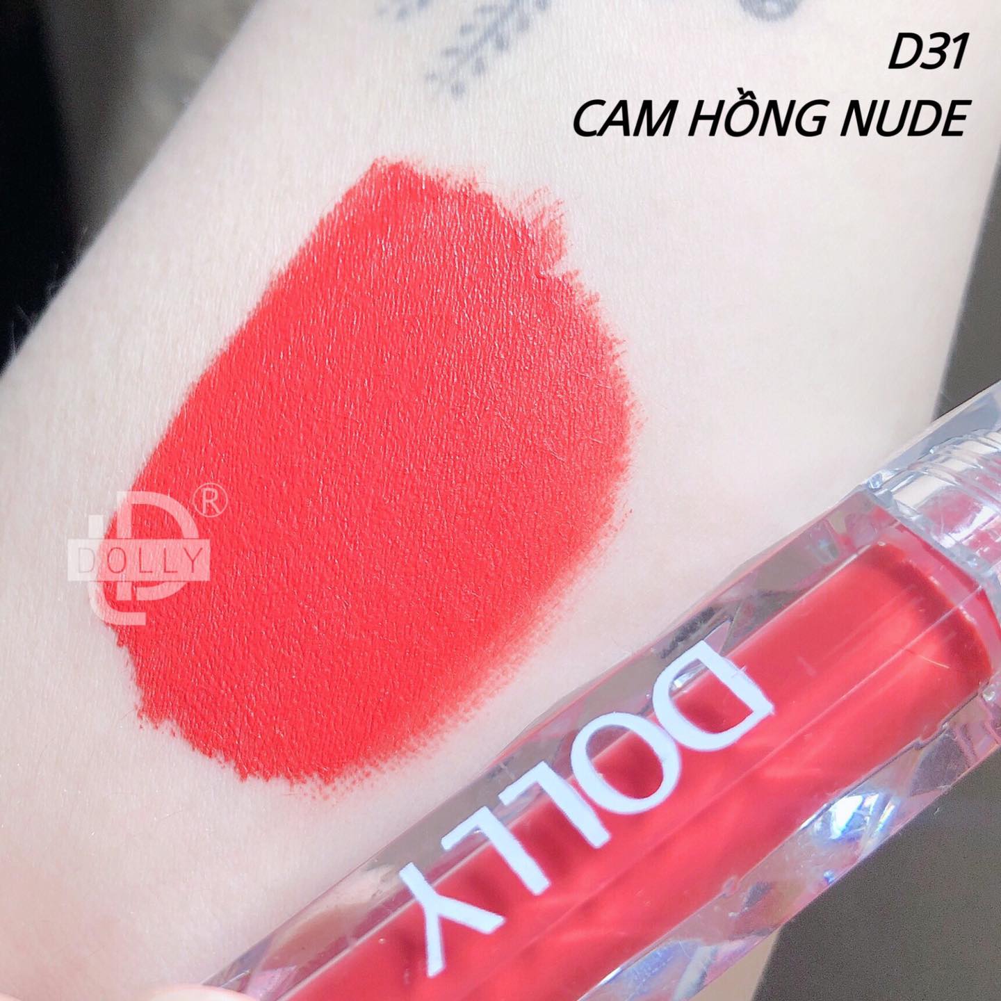 Son kem lì siêu mịn môi DOLLY DIAMOND [Màu Cam hồng nude]