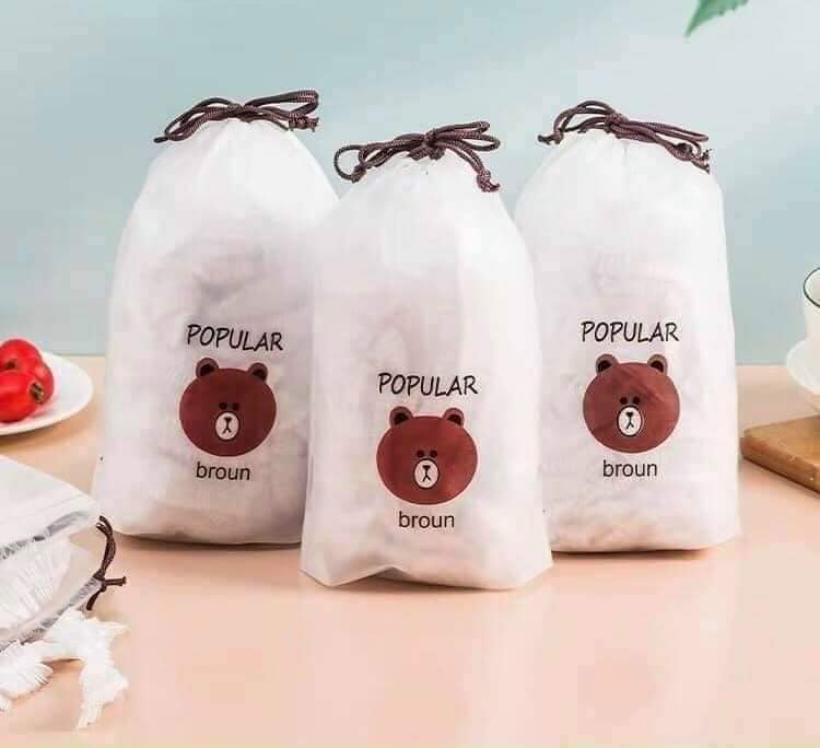 Lightning 100 PCs film food wrap Bo Chun, PE film safety with food, gift with carrying bag bear shape. TGTI25