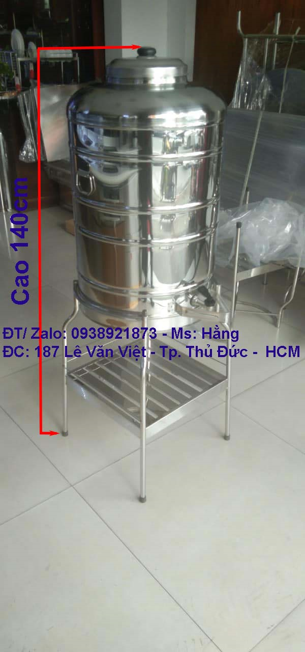 Bìnhchứa nước dung tích 100l inox caocấp sus304 + chân bình inox 201- kt: d 50 c 140 – cm - mã: bc10l3 + ci2-