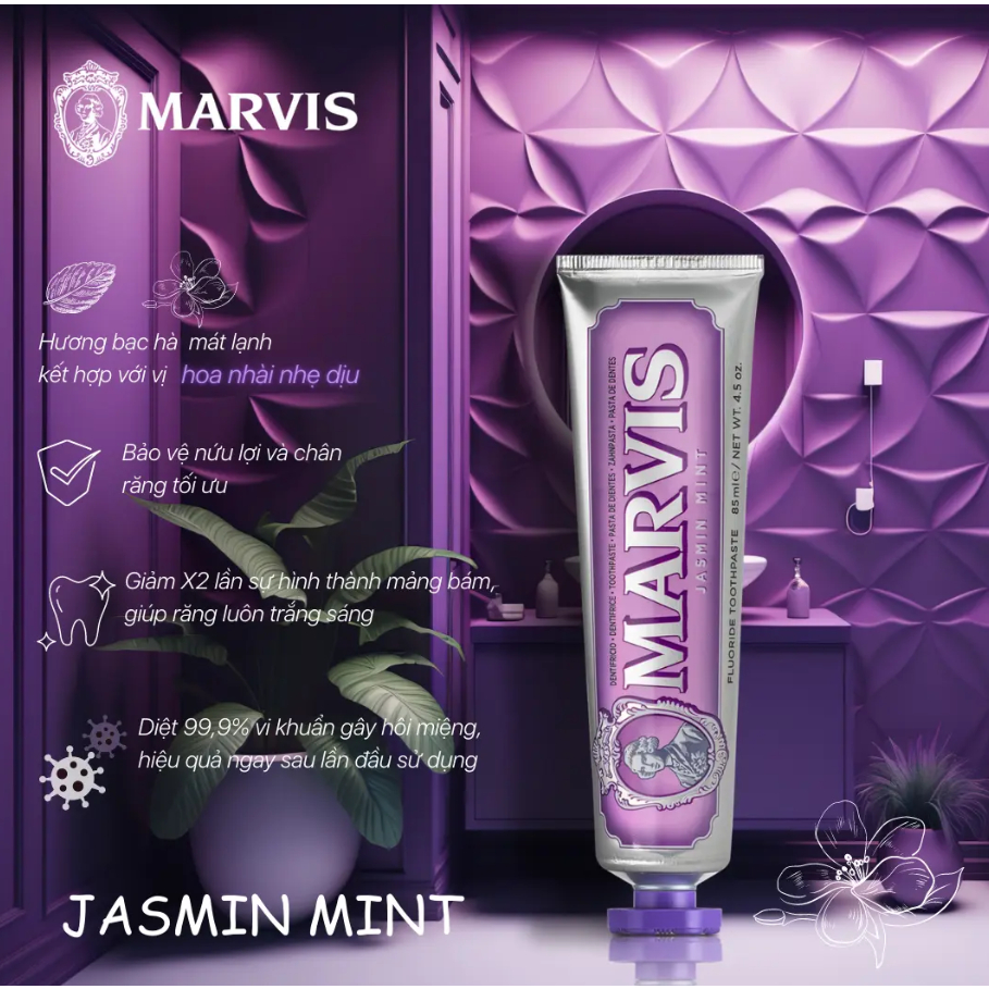 Kem Đánh Răng Marvis Toothpaste - trắng răng và thơm miệng nhập khẩu từ Ý