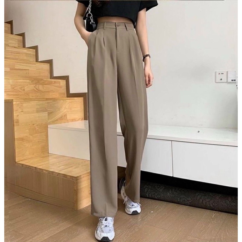 [Free ship sale lỗ nốt] Quần ống rộng quần suông hack dáng vải lụa Hàn Phong cách Hàn quốc