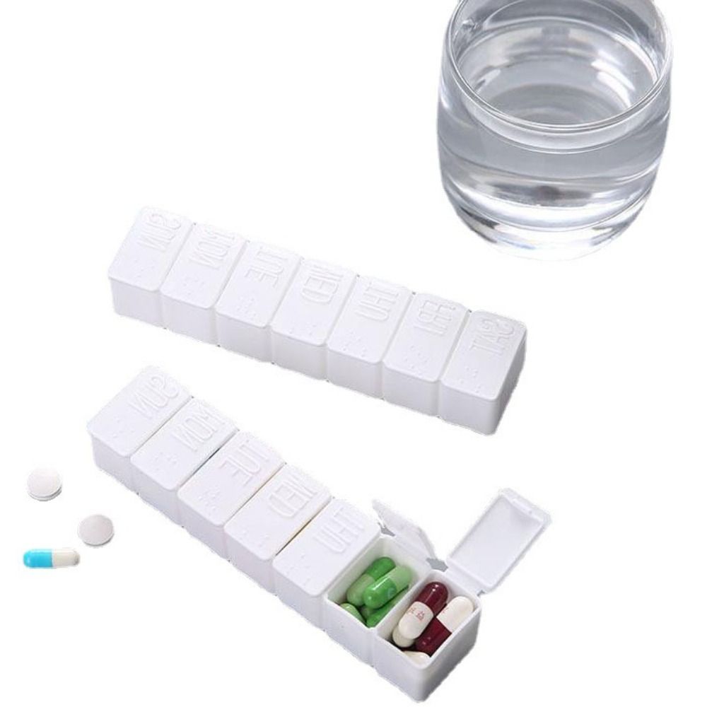 With Lid 7-frame Rectangular Pill Box Waterproof Smooth Pill Dispenser ...