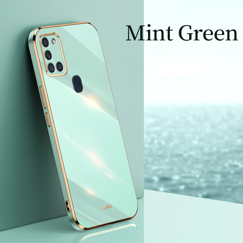 YBD Plating phone Case For Samsung Galaxy A21S Casing Precise Camera Protection cases Luxury Straight Edge Cover