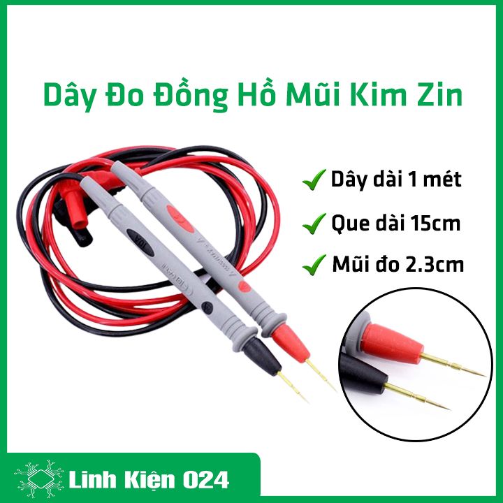 Dây đo đồng hồ vạn năng mũi kim nhọn loại zin, que đo đồng hồ 1000V 10A