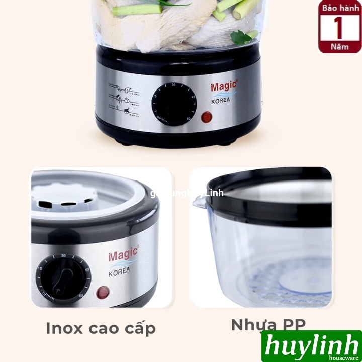 Nồi hấp điện 2 tầng Magic Korea A64 - 5 lít - Máy hấp thực phẩm