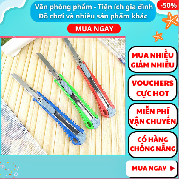 Dao rọc giấy loại vừa 9mm cực tốt , an toàn và chất lượng cao HJ-18 ✔dao roc giay ✔dao rọc giấy cao cấp ✔dao rọc giấy lớn ✔ dao rọc giấy văn phòng ✔dao rọc giấy bằng thép lưỡi nhỏ✔ Nguyễn Thùy Store