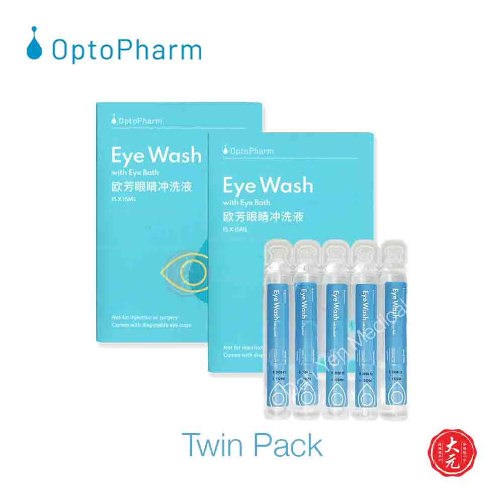 TWIN PACK • Opto Pharm Eye Wash with Eye Bath • For Normal & Sensitive