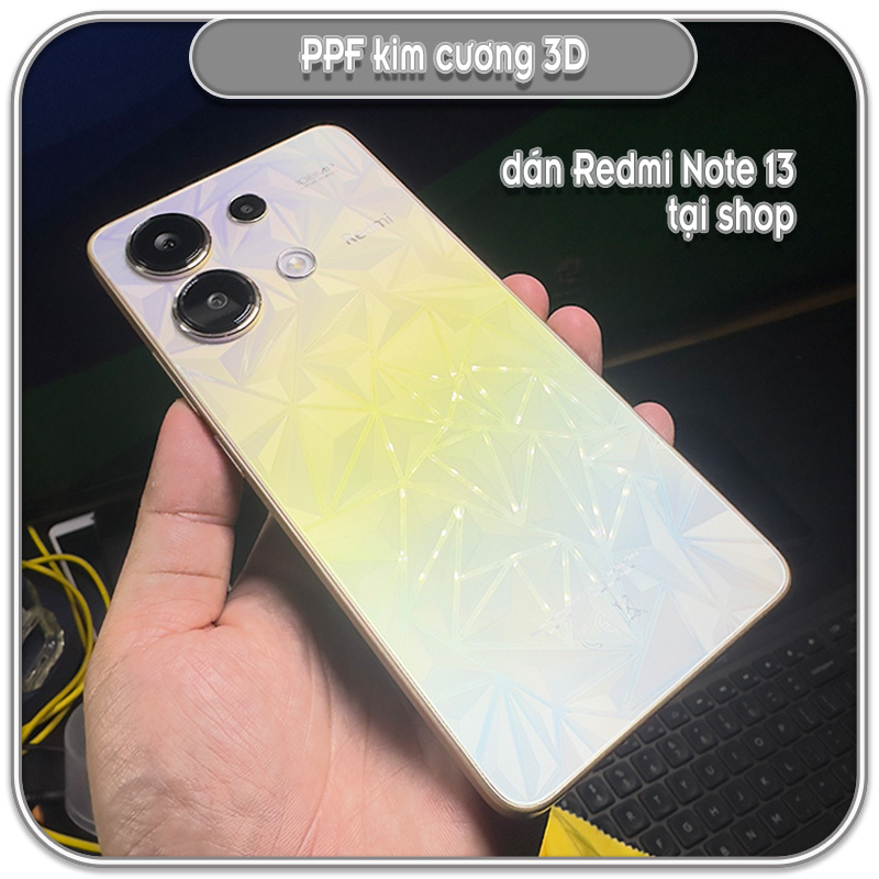 Dán kim cương 3D cho Redmi Note 13 Series, bảo vệ mặt lưng