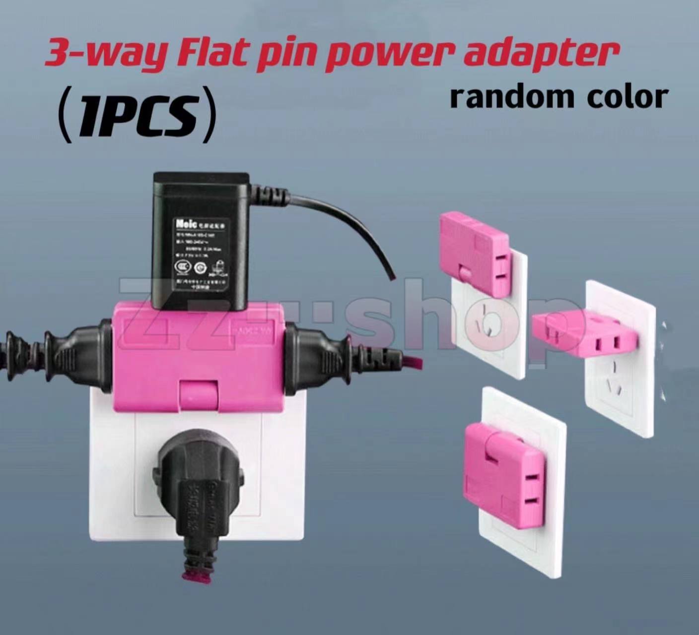 (1PCS) 3way Rotatable Flat Pin Power Adaptor Socket with Adjustable