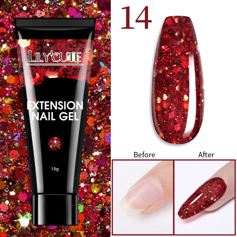 UR SUGAR 15ML Glitter Nail Art Poly UV Gel Nail Extension Quick Building Acrylic Nail Art Gel DIY Coating Painting Manicure Tool