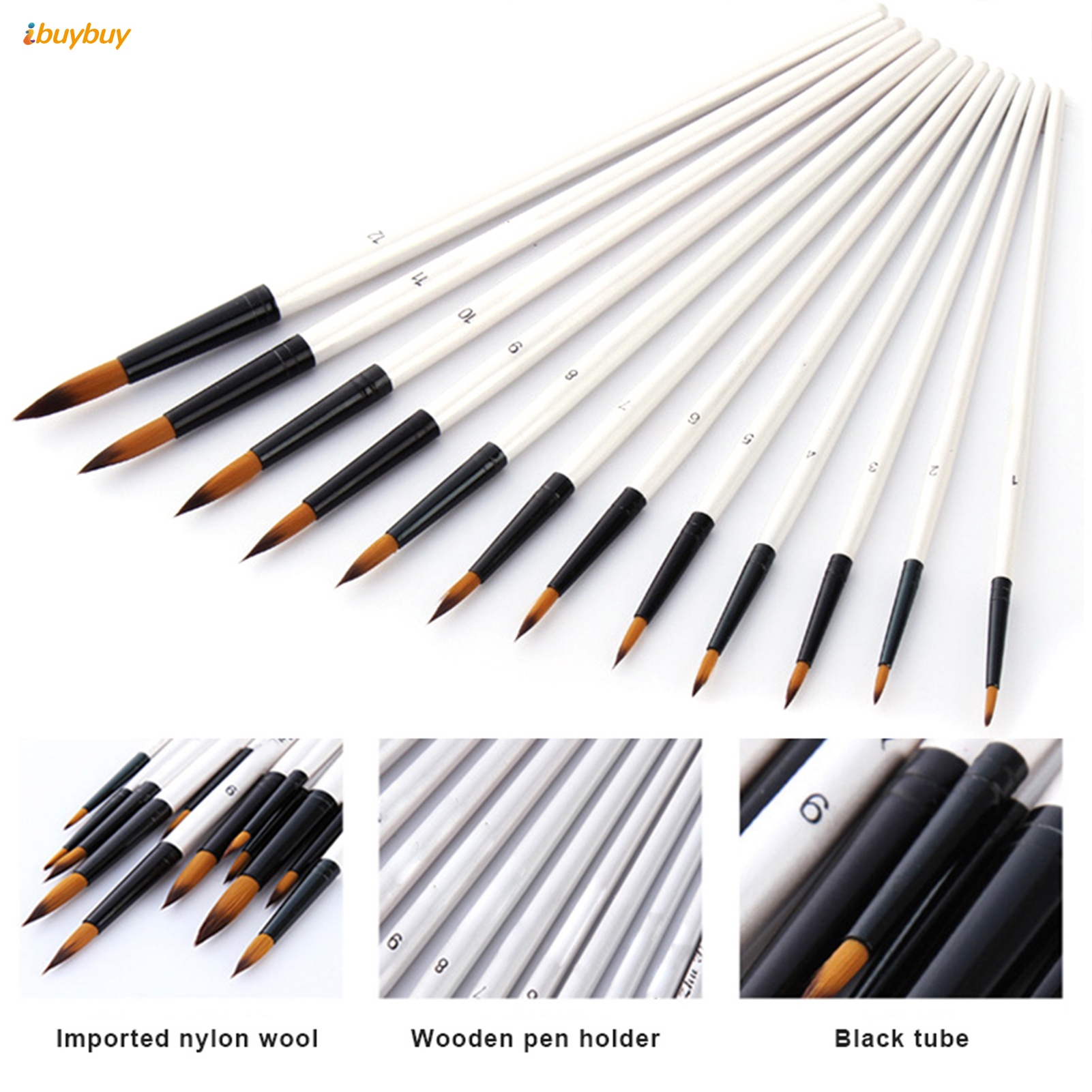 Ibuybuy Watercolor Artist Paint Brush Set Nylon Bristles Watercolor Brushes Gift for Friends Family Members