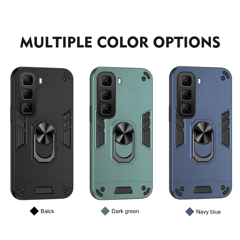 For infinix Hot 60 Pro+ Phone Case Shockproof Armor iron Metal Ring Kickstand Bracket Casing for infinix Hot 60i Cover Casing HP.