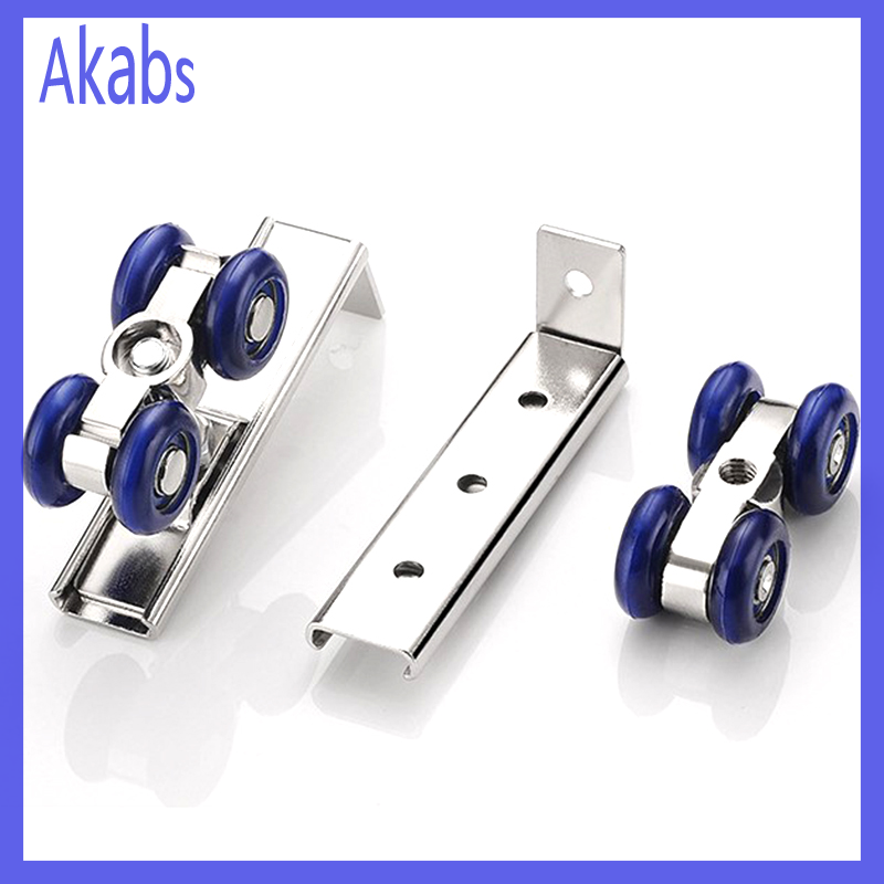 Akabs 2pcs/set Sliding Door Roller Hardware Slide Doors Pulley 4/8 Wheels Rail Track