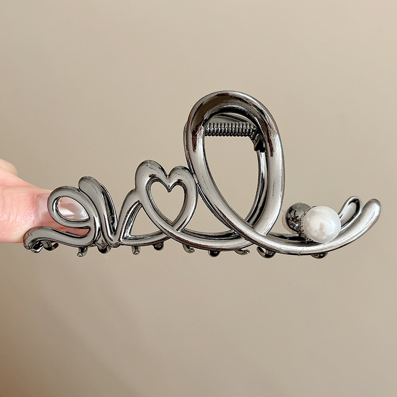 Lấy kẹp nữ mới sang trọng ngọc trai tóc mũ đội đầu kim loại cá mập kẹp