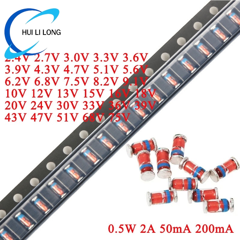 100PCS 5.1V ZMM5V1 1/2W 0.5W SOD-80 LL34 SMD Zener Diode NEW