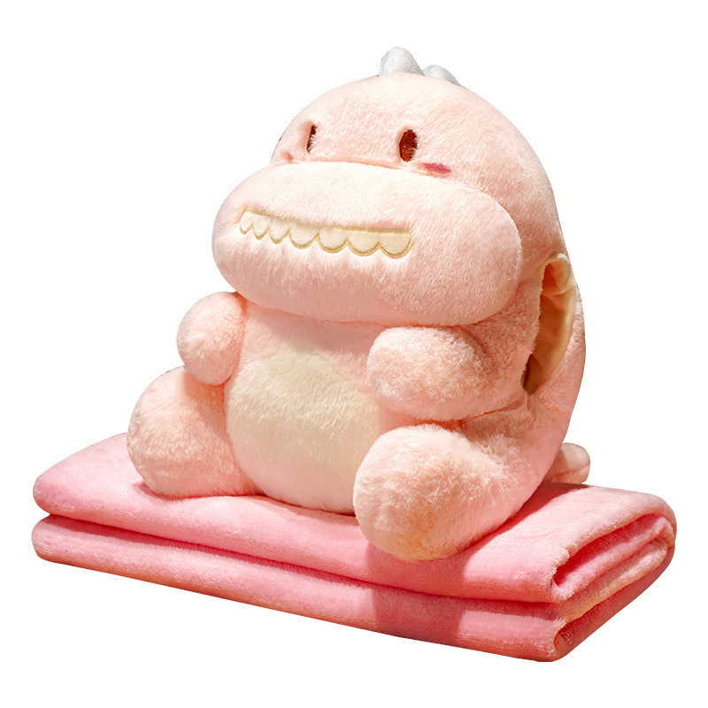 YONUO Cute Dinosaur Pillow Quilt Dual-purpose 2-in-1 Universal Hand Warmer Pillow Cushion Pillow Office Nap Blanket Winter