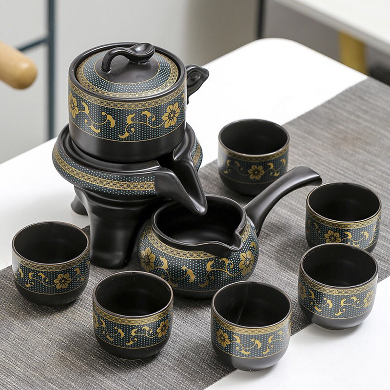 Bộ ấm chén cối xay , bộ ấm chén men ngọc cối xay gió sang trọng Huydecor