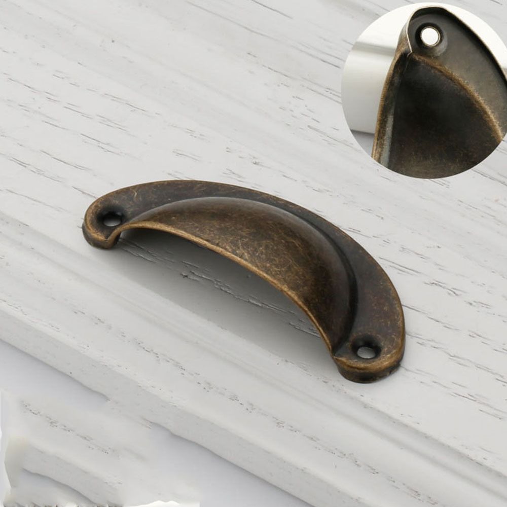 DJRGS Shell 2PCS Antique Door Knob Pull Handle Wardrobe Drawer Handle Door Handle Furniture Knobs Cupboard Handle