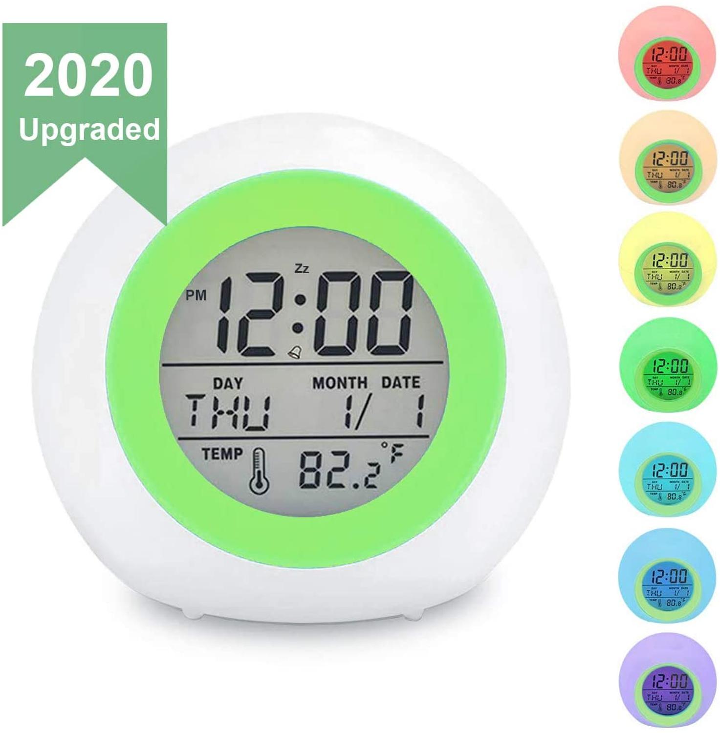 Round Temperature Touch Control 【Special offer】Kids Digital Alarm Clock Round Colorful Alarm Clock ...