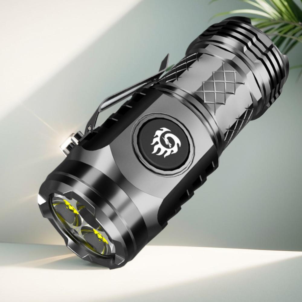 High Power LED Flashlight Torch 20W Compact Powerful Emergency Flashlights Waterproof 18350 Battery for Hiking Exploring