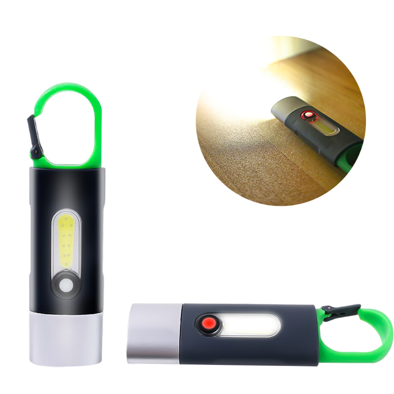 Đa chức năng Móc chìa khóa có đèn siêu sáng đèn pin LED có thể sạc qua USB Cắm Trại Di động ngoài trời đèn câu cá