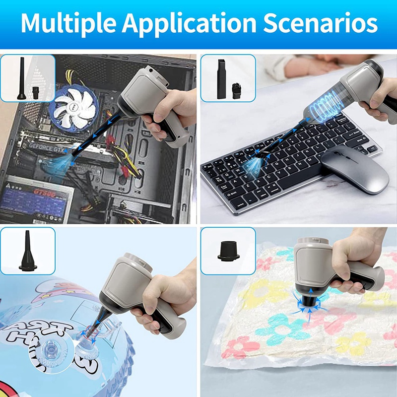 Compressed Air Duster Keyboard Cleaner 3-In-1 Mini Vacuum Reusable Rechargeable Cordless Dust Blower Cleaner