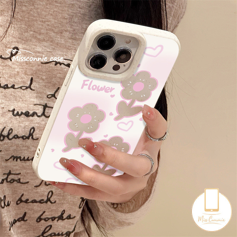 Cartoon Cute Pink Love Heart Flower Bracelet Shockproof Cover Compatible for IPhone 7plus XR X 11 14 15 12 13 Pro Max 7 15 6 6S 8 Plus XS MAX SE Degradable Eco-Friendly Case.