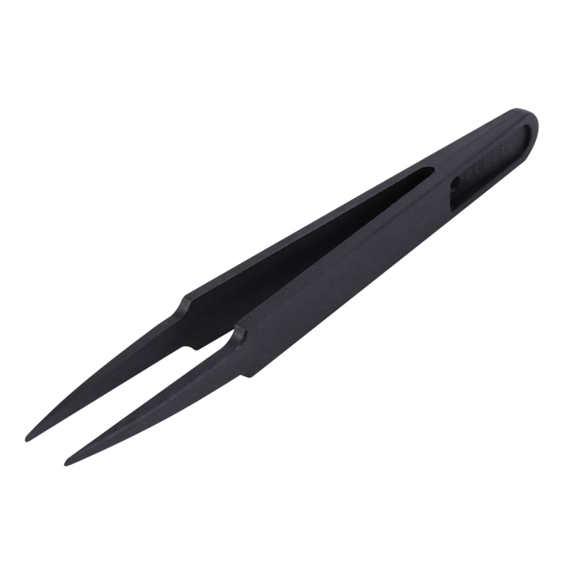 3 Pcs Black Plastic Electronic Pointy Tip Anti-static Tweezers
