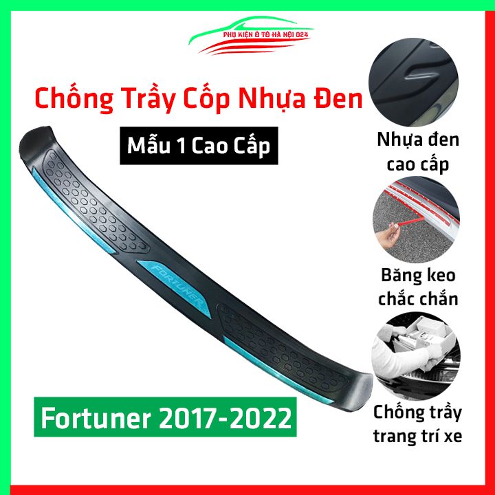 Chống trầy cốp ngoài ô tô Fortuner 2017-2022 Mẫu 1 nhựa đen cao cấp, ốp dán cốp sau chống xước, trang trí xe hơi cực đẹp