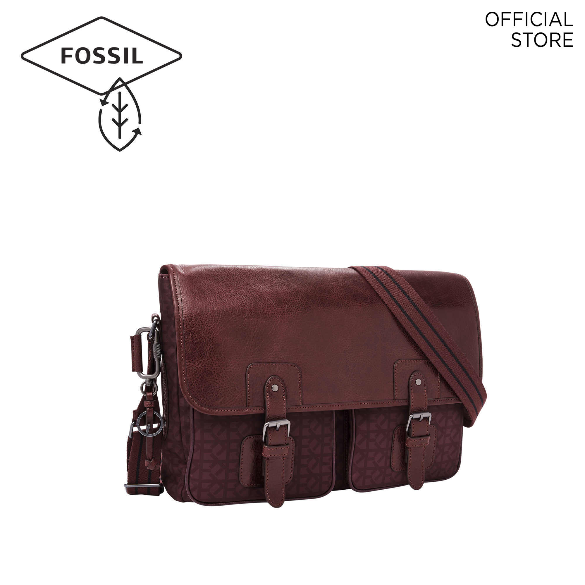Fossil Greenville Burgundy Messenger 