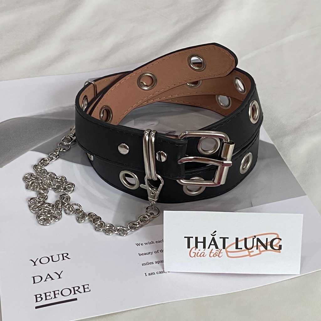 Thắt lưng lỗ kèm xích - chain (gồm nhiều kiểu dây nịt khác nhau) TL004 - Thắt Lưng Giá Tốt