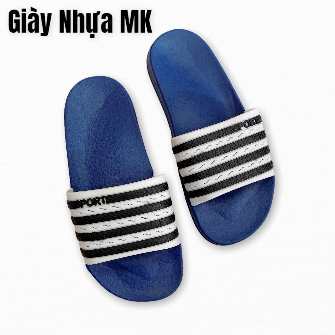 Dép quai ngang Unisex sọc đen trắng Bioren Catha siêu nhẹ siêu - DL044