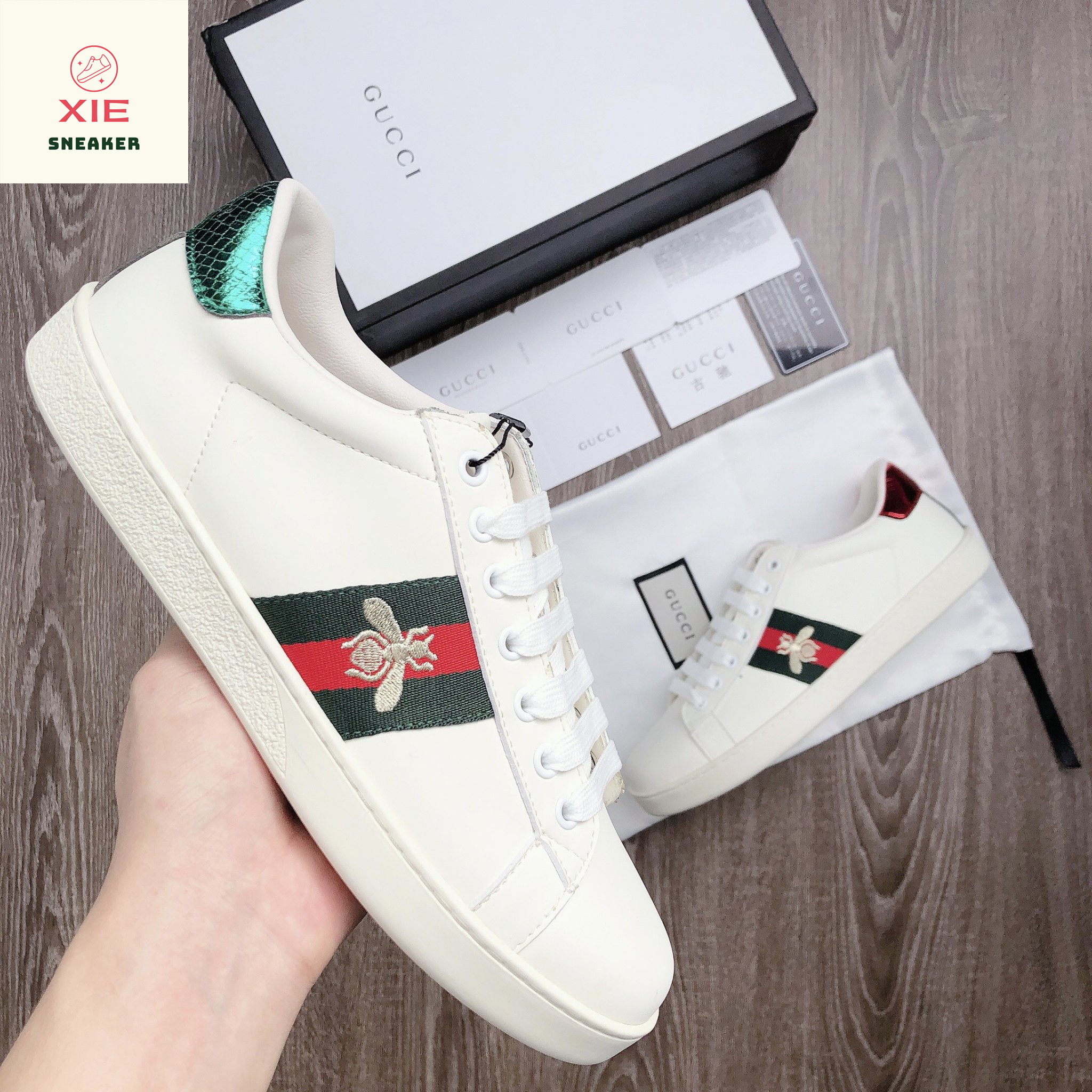 Giày Gucci ACE Ong - 1.1 + [Tặng thêm 1 bộ dây + FreeShip + Full Box + Bill + Phụ Kiện]