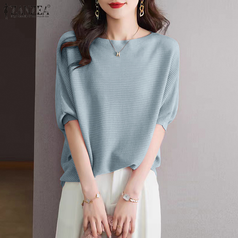 %E3%80%90Trending%E3%80%91%20ZANZEA%20Korean%C2%A0Style%20Women's%20Blouse%20Summer%20Casual%20New%20Fashion%20Batwing%20Sleeve%20O-Neck%20Loose%20Solid%20Top%20-%20Image%203