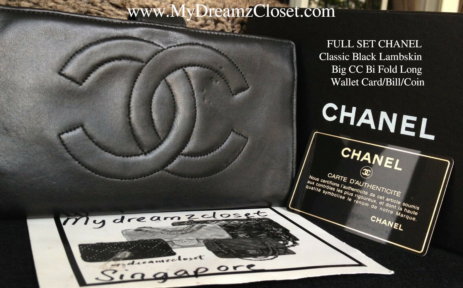 SOLD - FULL SET CHANEL Classic Black Lambskin Big CC Bi Fold Long Wallet  Card/Bill/Coin