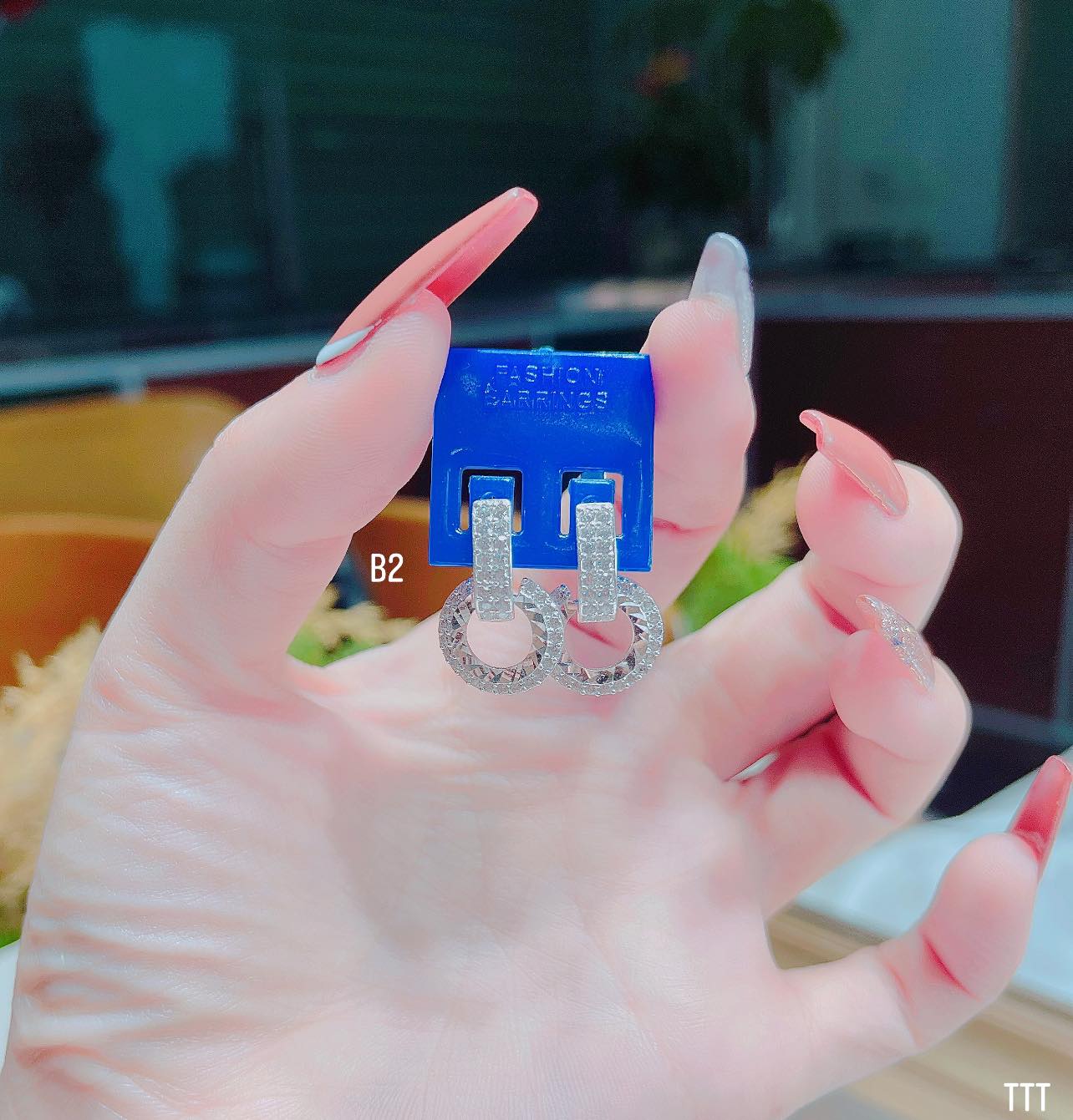 Bông tai nữ bạc ta khuyên tròn MS97