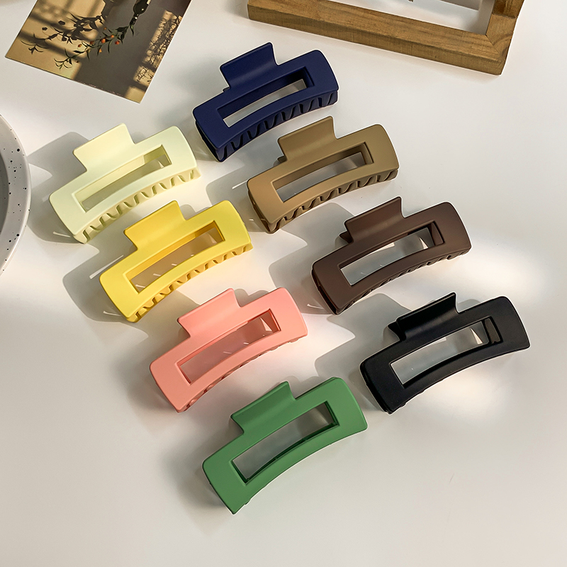 Large Matte Rectangular Solid Color Hairpin Women's Korean Elegant Simple Versatile Disc Hair Shark Clip Hair Accessories