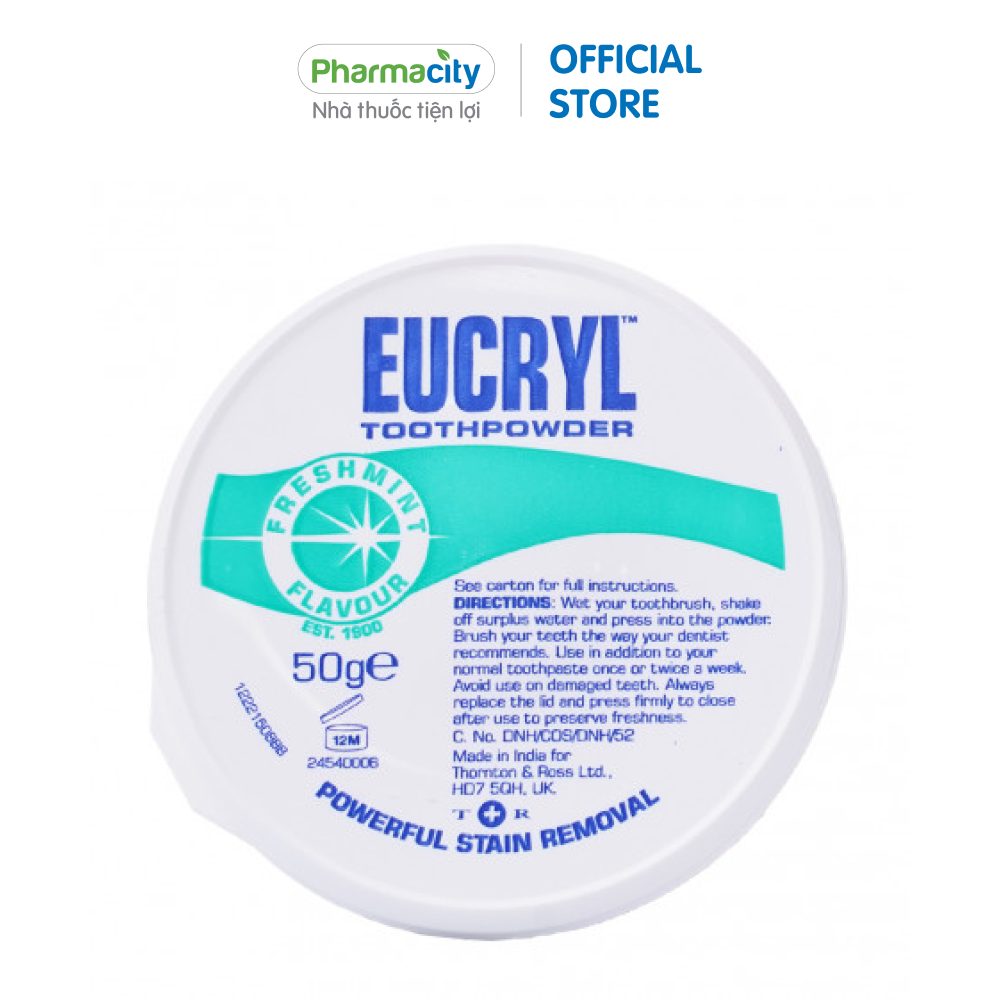 Bột đánh trắng răng Eucryl vị bạc hà (50g)