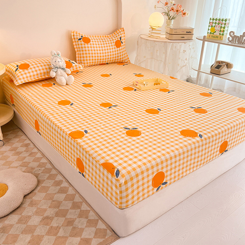 Solid color brushed bed cover solid color bed hat hotel mattress protector single piece cute
