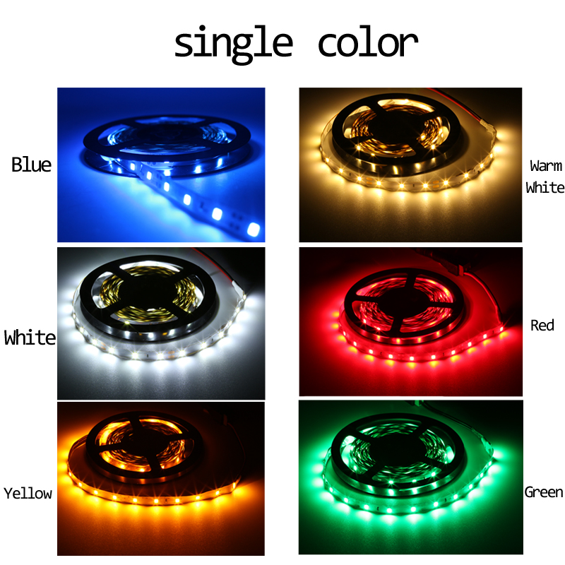 Dc 12v Rgb 5m Waterproof Led Strip 2835 Red Blue Green 1-5m 60led/m Flexible Ribbon Rgb Stripe 1m 2m 3m 4m 5m Tape. 