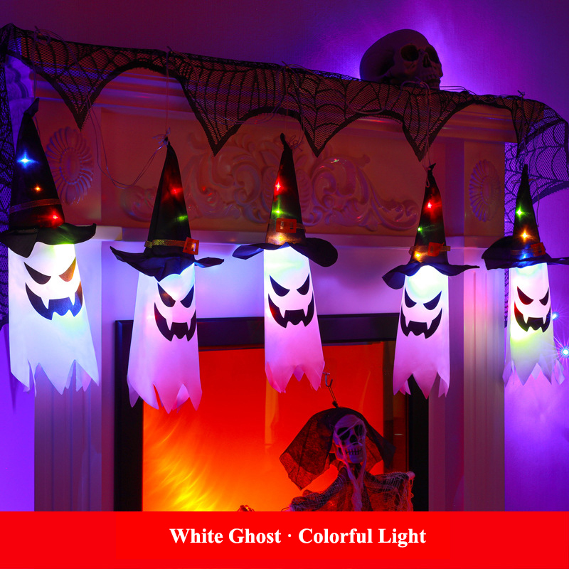 LED colorful lights full of stars, ghost atmosphere lights, Halloween decoration, wizard hat, waterproof battery box light string Ice bar light