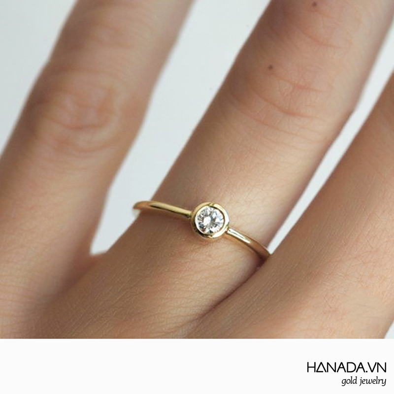 [HCM] Nhẫn Vàng 14K Hanada Đá Swarovski 4 MM