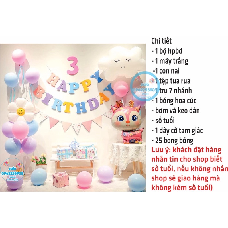 sét trang trí sinh nhật đơn giản cho bé yêu