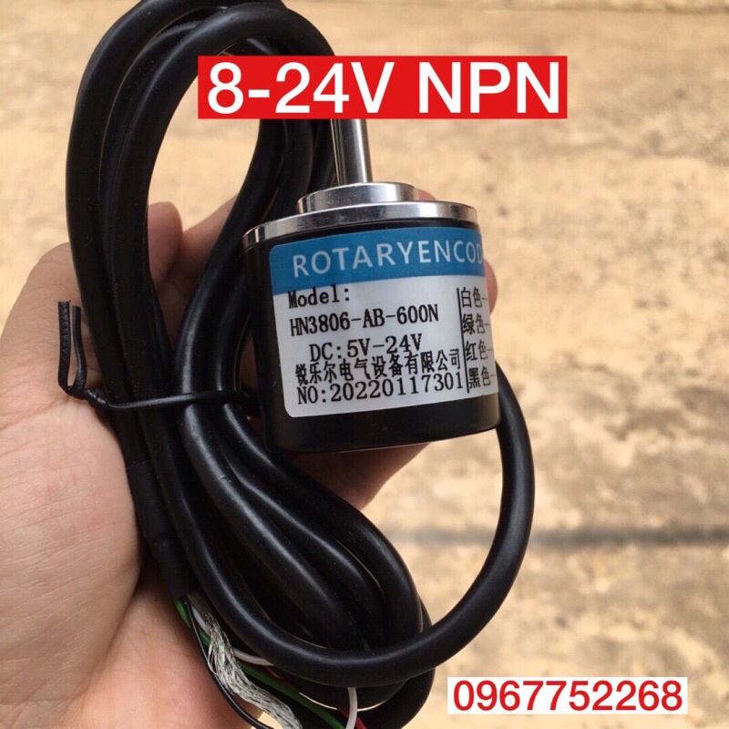 Encoder 100 360 600 xung 2 kênh ab 5-24v, npn/pnp, bộ mã hóa vòng quay φ 38mm; trục 6mm 24v