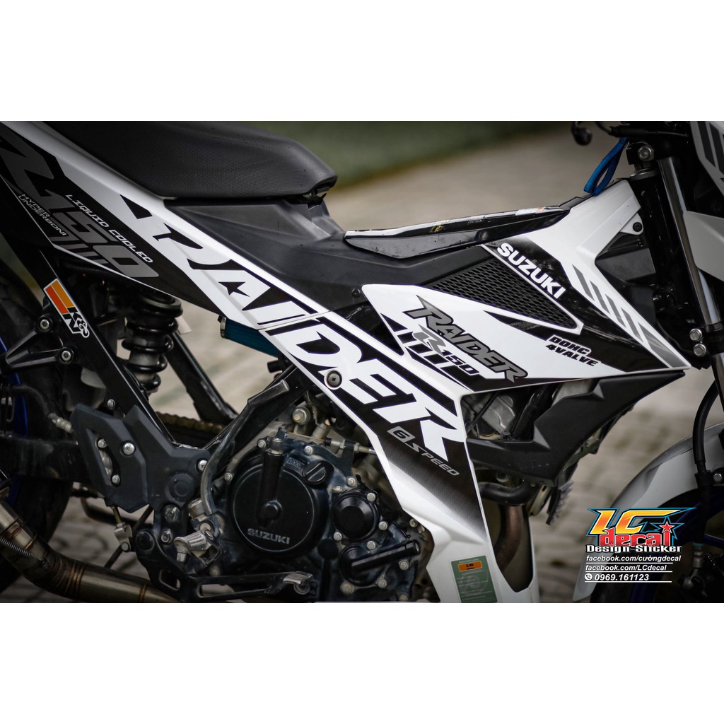 Tem rời Raider R150 đen cho xe trắng