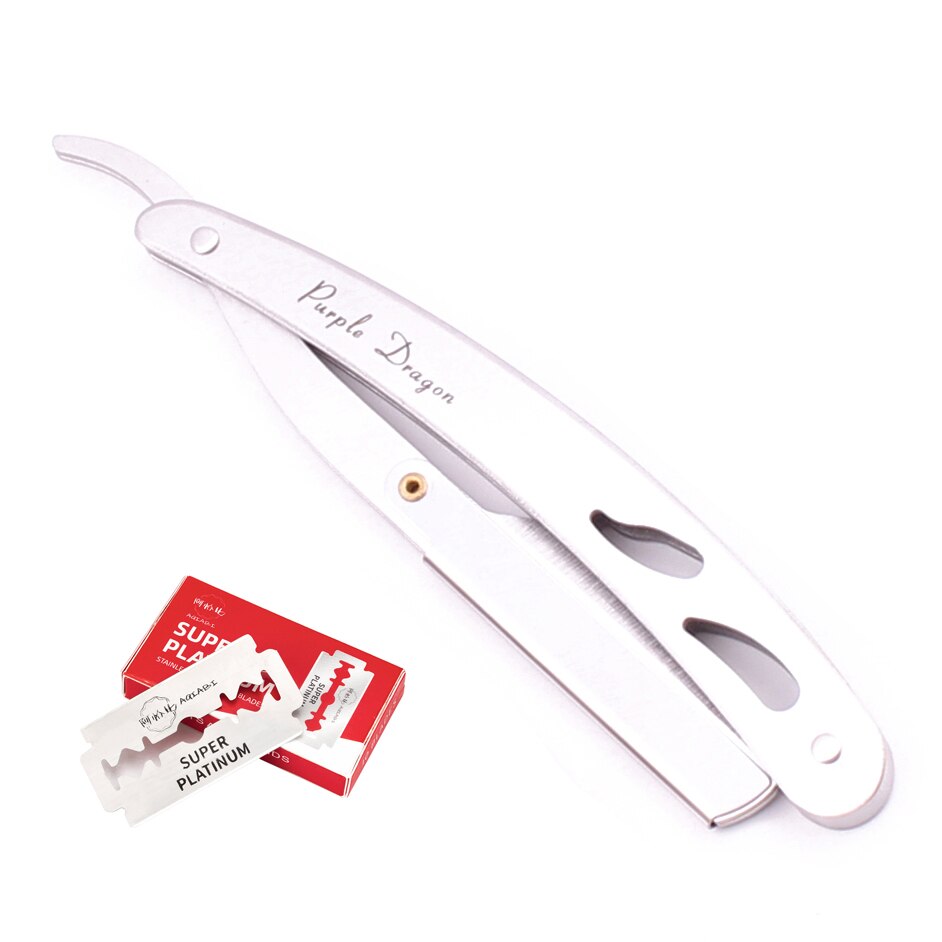 Men Straight Barber Razor Add 10 Blades Razor Edge Steel Folding Shaving Hair Removal Tools Shaving Razor With Blade Z6102