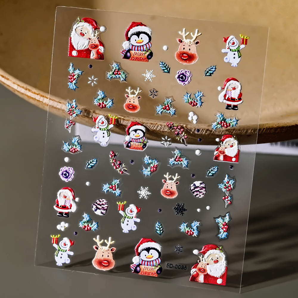 Sticker Nail 5D Lụa Nổi | Giáng Sinh Noel 2024 | Hình Dán Móng Tay