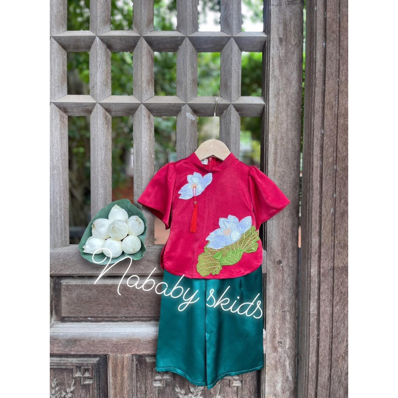 set bộ đồ lam cho bé gái