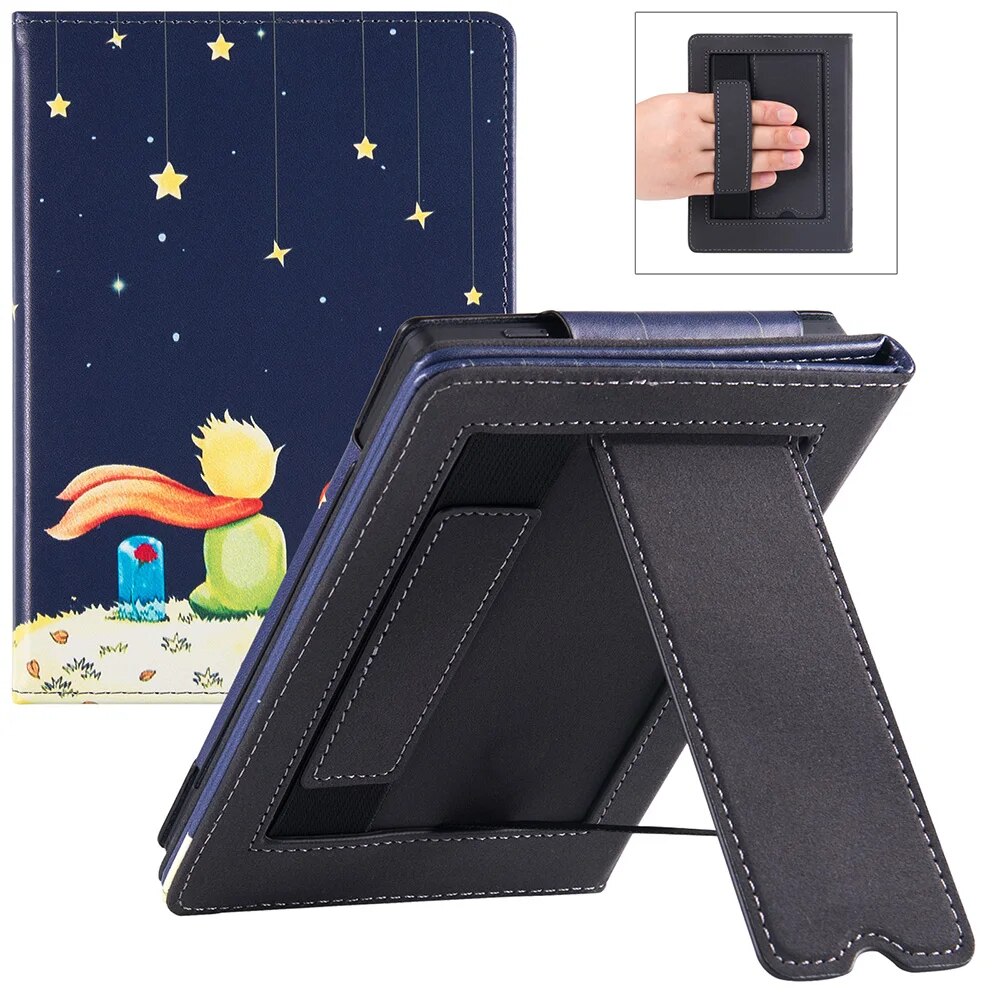 Stand case for onyx boox poke3/poke4/poke 4s/boox poke5 - pu leather folios sleeve cover with hand strap and auto sleep/