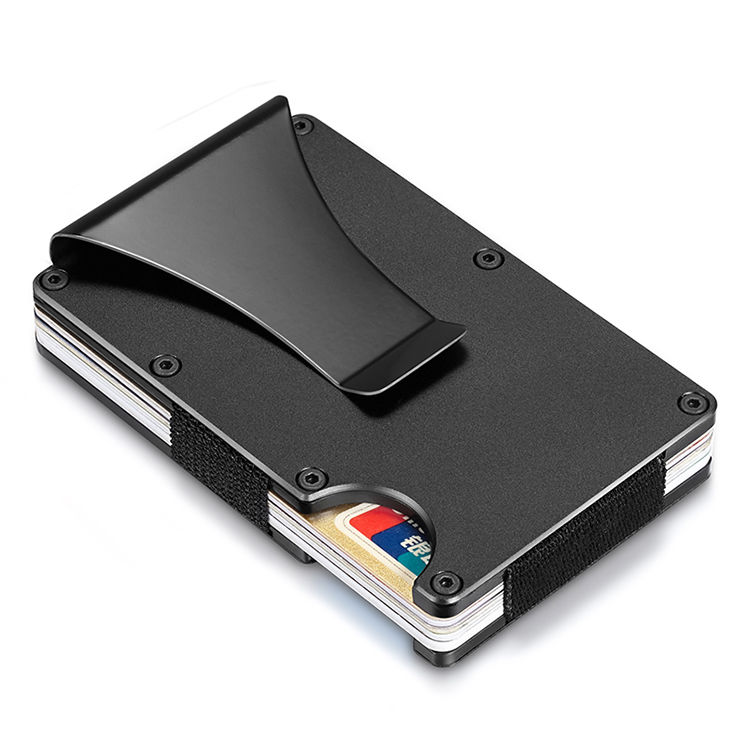 Retro Natural Solid Wood Money Clip Wallet RFID Blocking Minimalist Wallets for Men Metal Aluminum Slim Cash Credit Card Holder